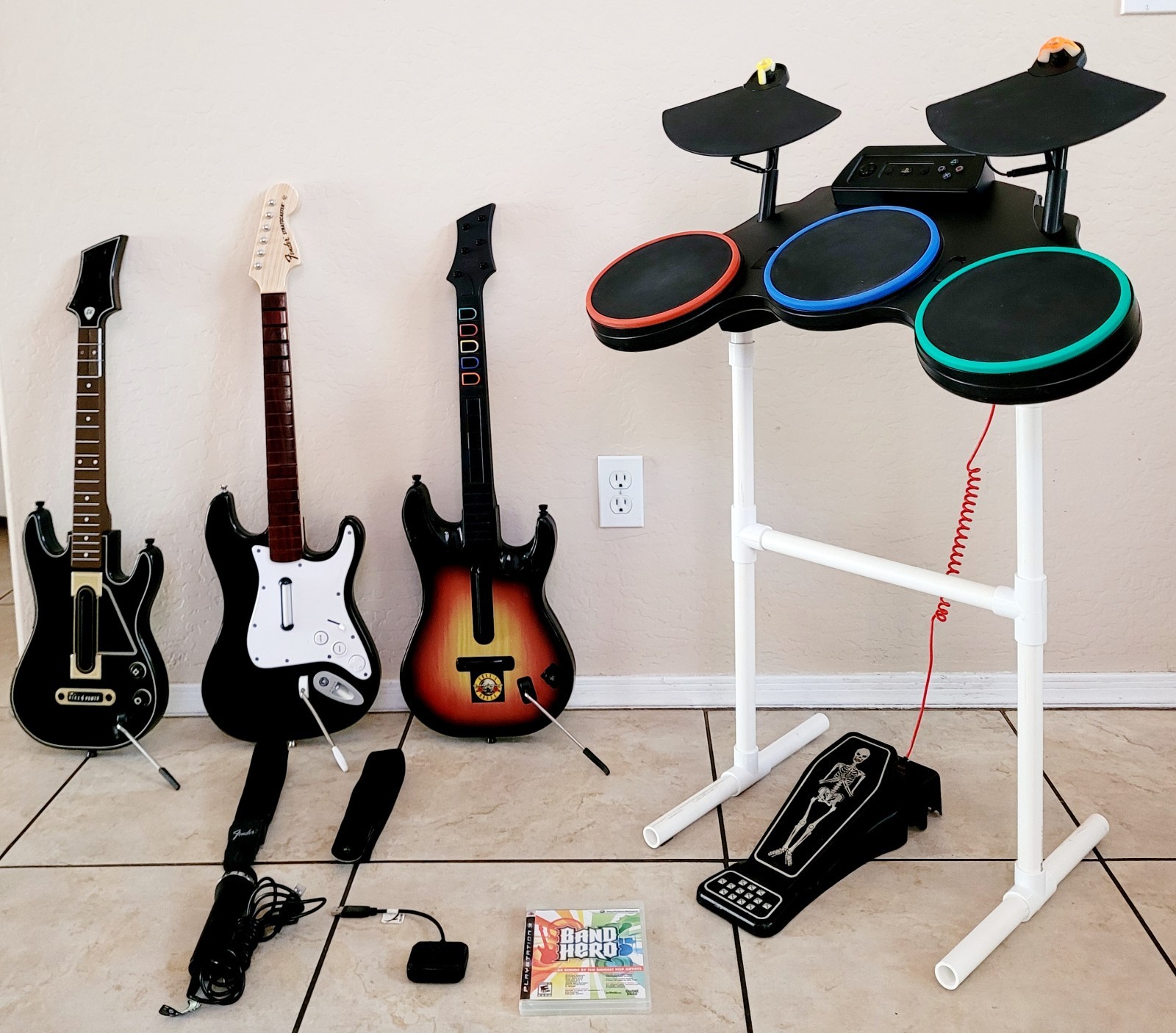 PS3 PS4 Guitar Hero World Tour Bundle Drum Set Kit Rock Band Playstation 2 3 4 5