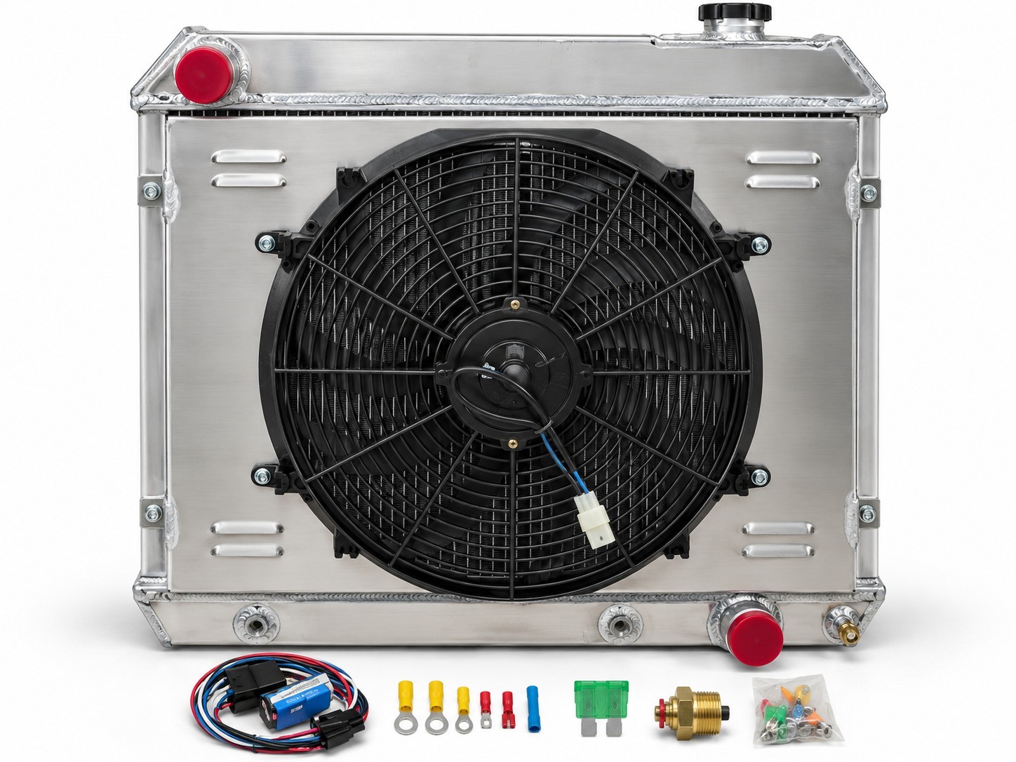 3 Row Aluminum Radiator + Fan Shroud 1963-1966 Chevy C10 C20 C30 K10 K20 V8