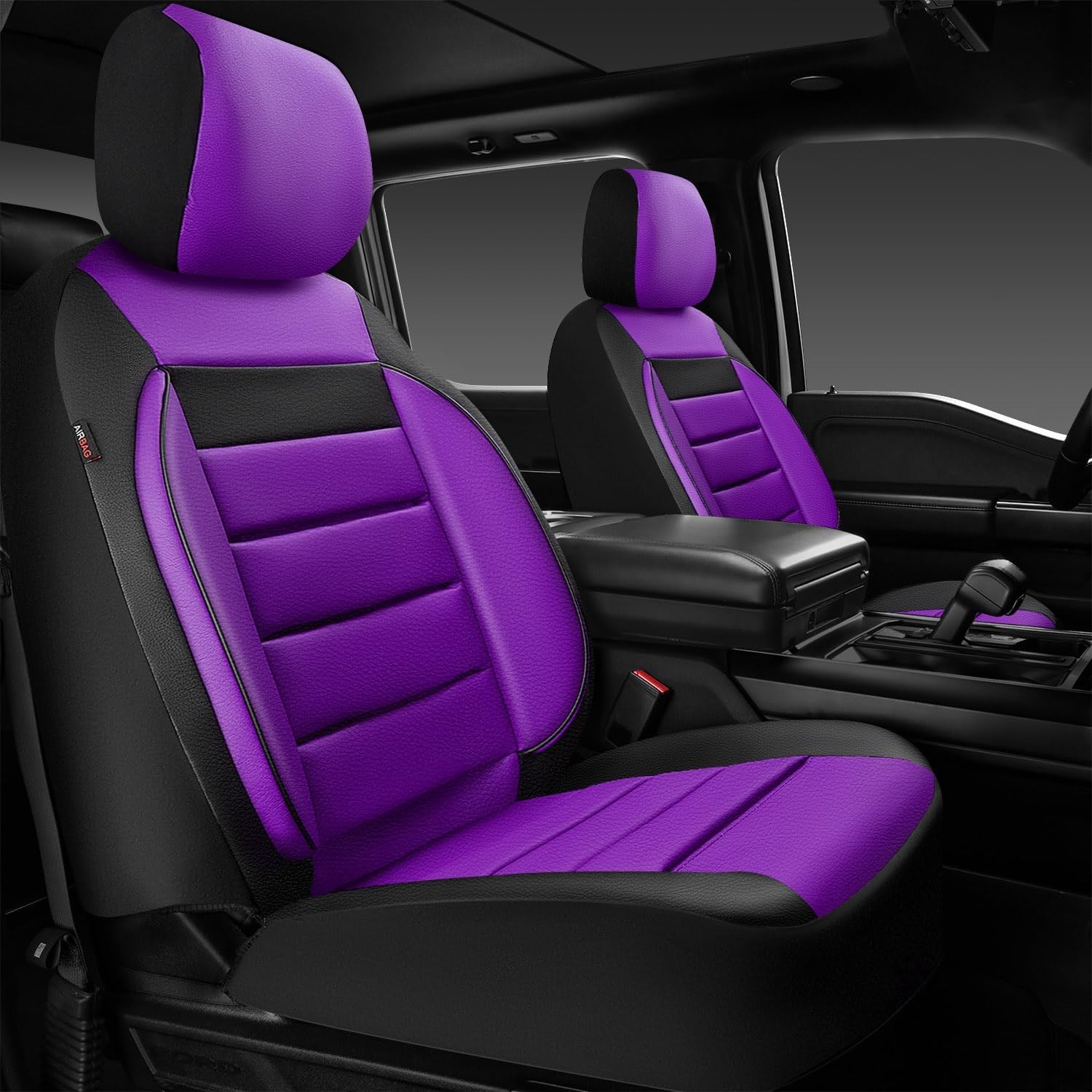 CAR PASS Leather Car Seat Covers Front Seats Only, Universal Fit Purple 