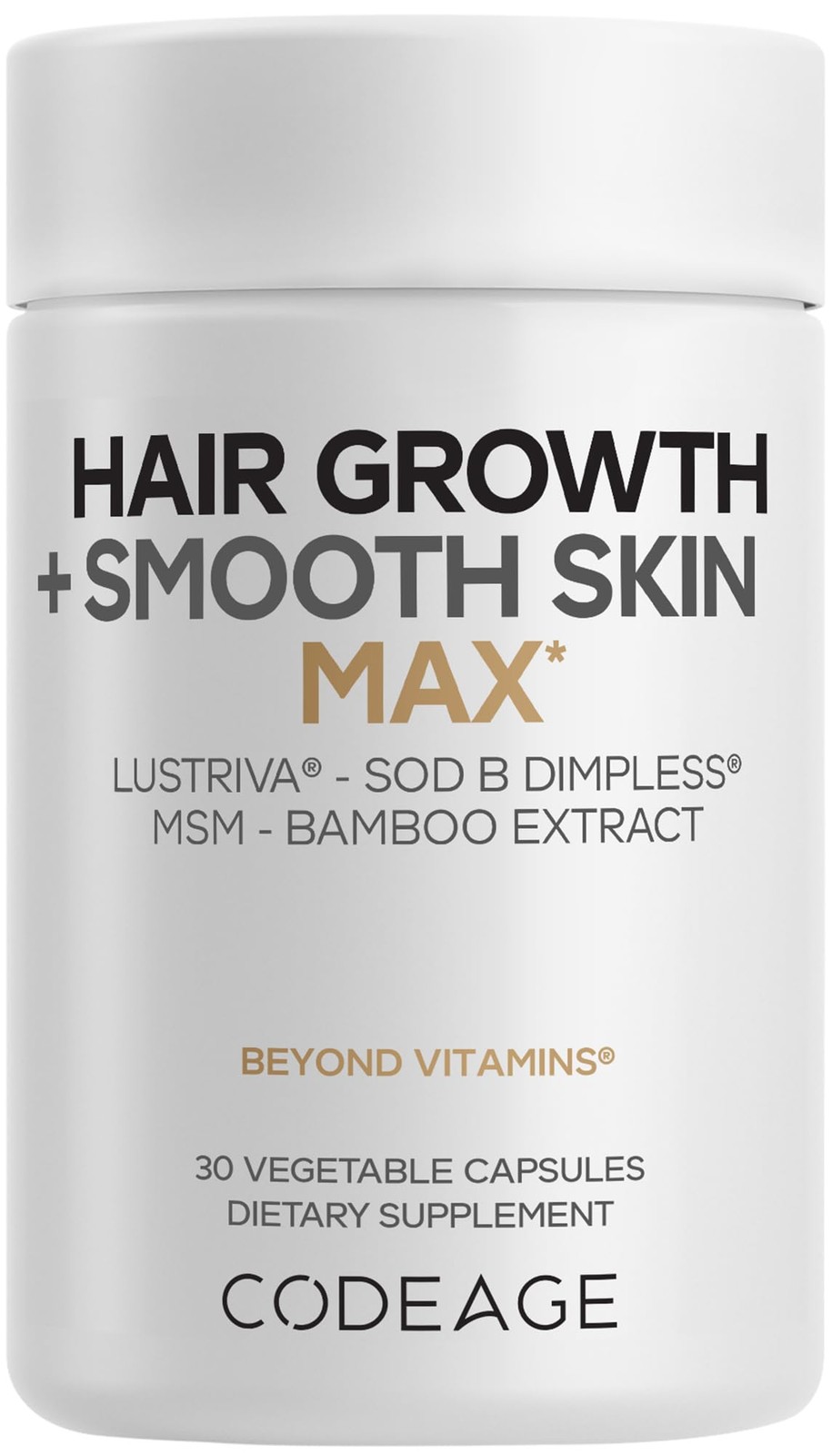 Codeage Hair Growth + Smooth Skin Max Vitamins 30 Count (Pack of 1) Codeage Hair Growth + Smooth Skin Max Vitamins 30 Count (Pack of 1)