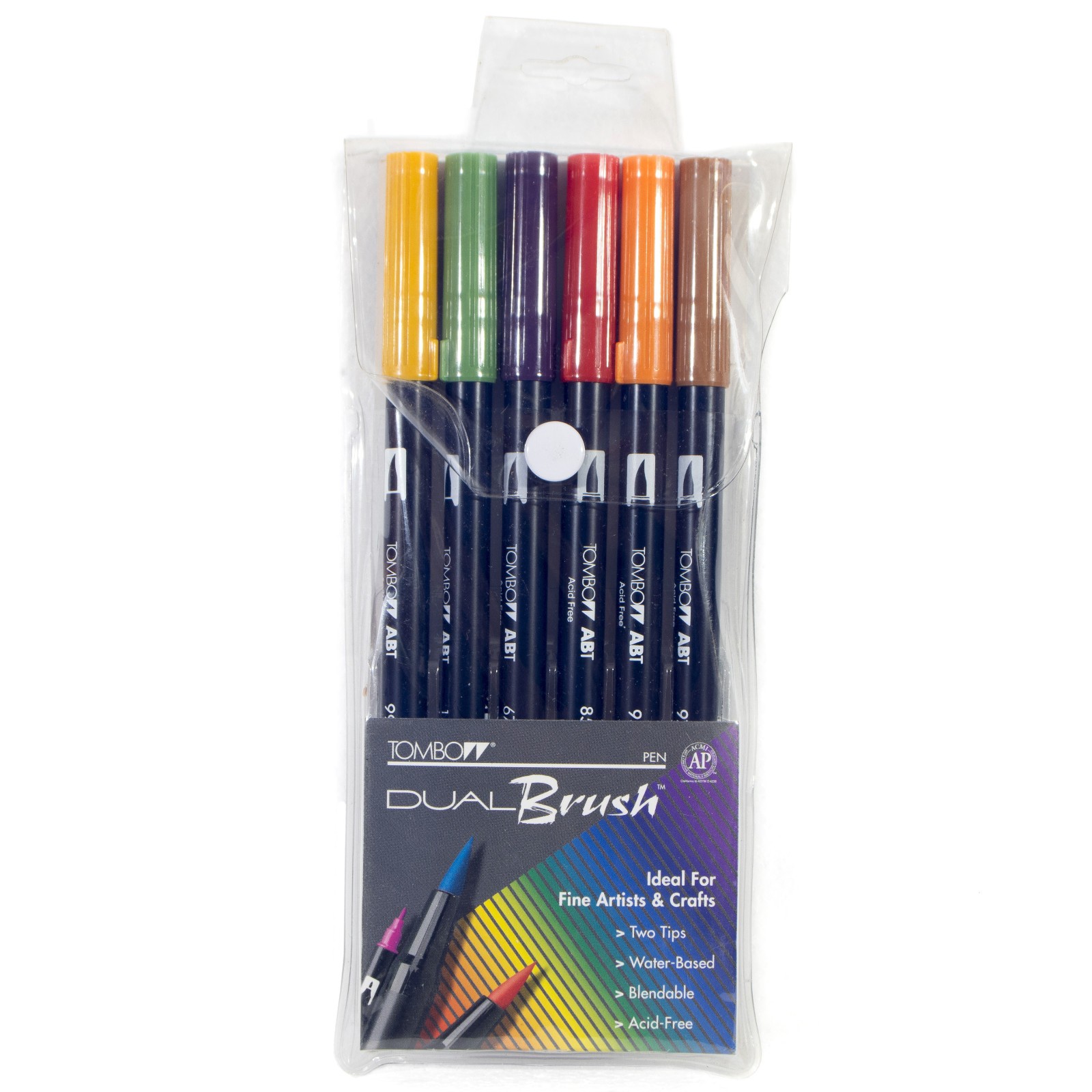 Tombow Dual Brush Pens Set of 6 56144  Fall Color Art Markers Made in Japan