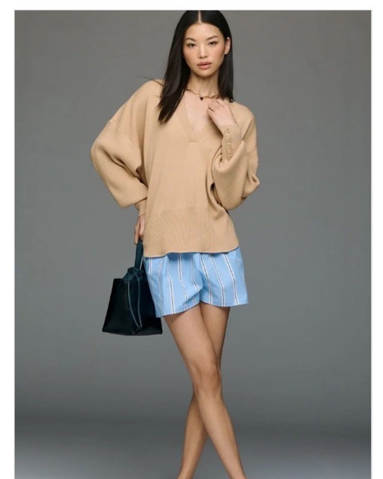 Anthropologie MAEVE V-NECK WOOL BLEND SWEATER, Size:XL, NWT