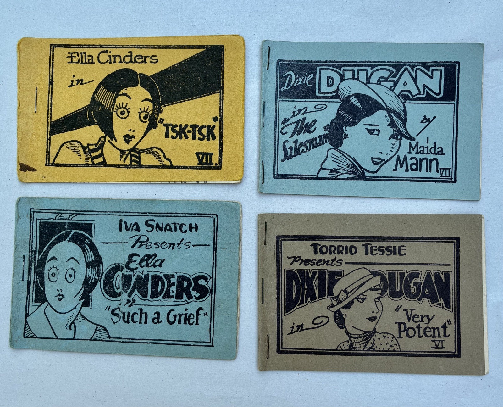 4 Vintage 1930s Tijuana Bible 8 Page Comics - Ella Cinders & Dixie Dugan