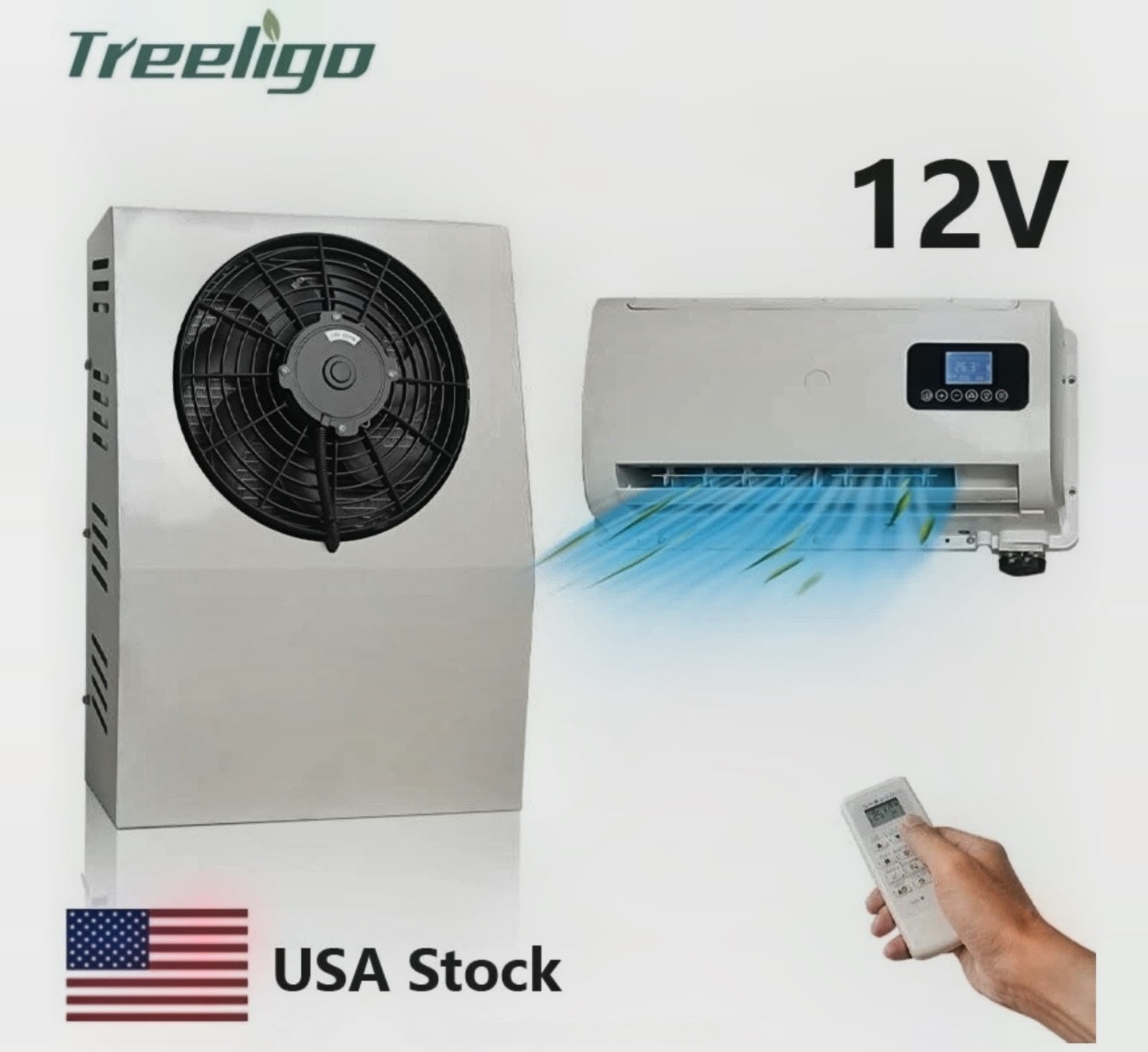 12V 12000BTU Air Conditioner Mini Split A/C Kit Unit For Semi Trucks Bus RV Vans