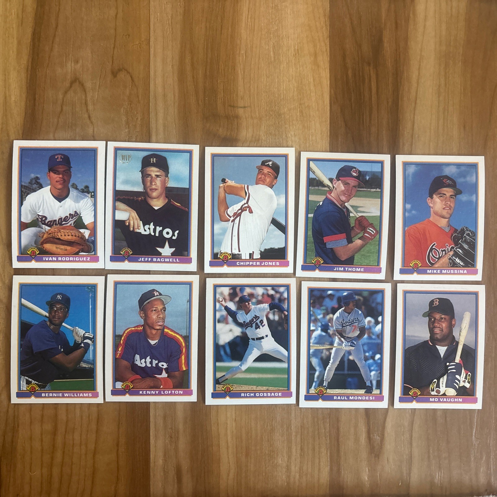 1991 bowman HOF and Star Rookie Card Lot Of 8 Chipper Jones Jeff Bagwell Thome