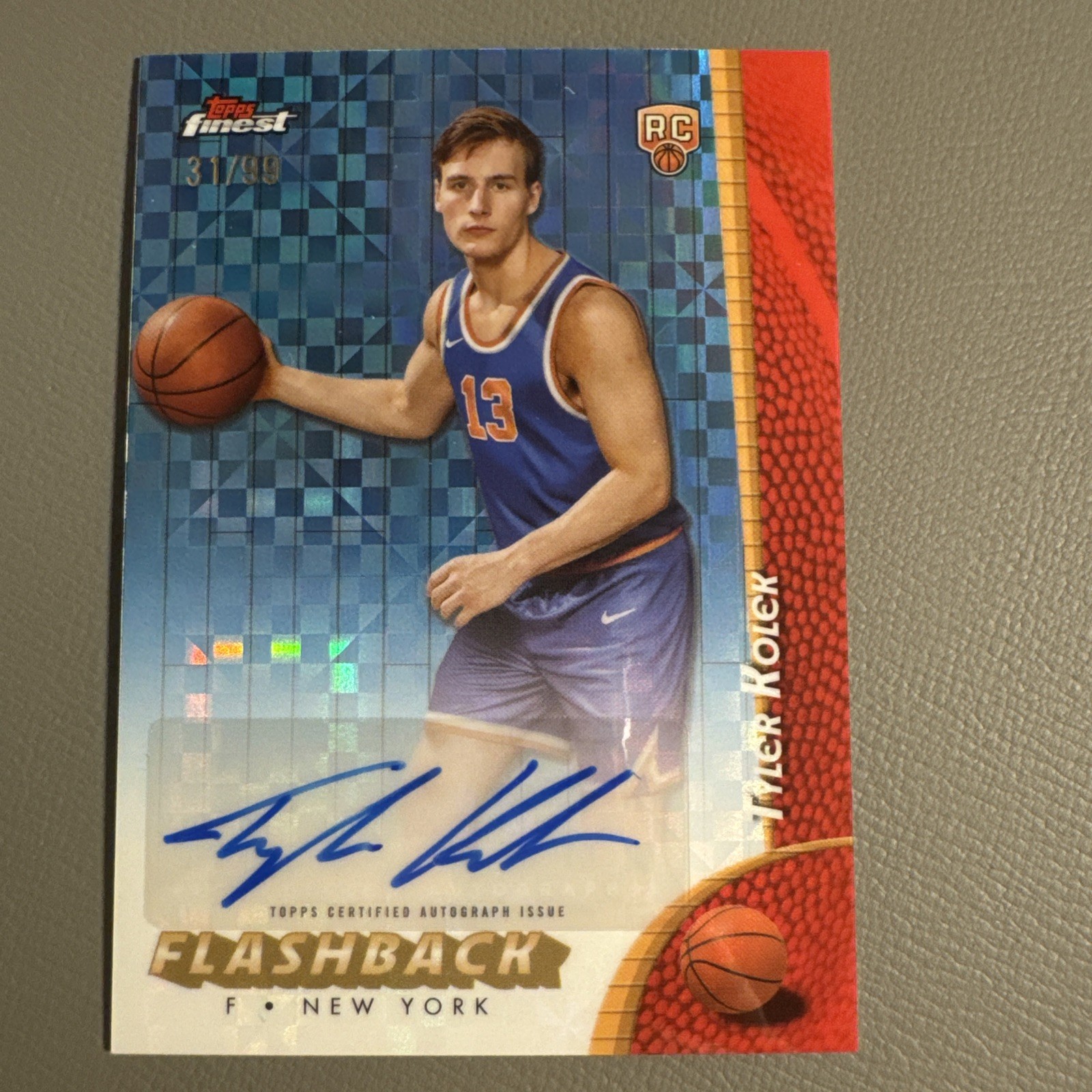 2024-25 Topps Finest Blue X-Fractor Tyler Kolek Flashback Rookie Auto /99 (RC)