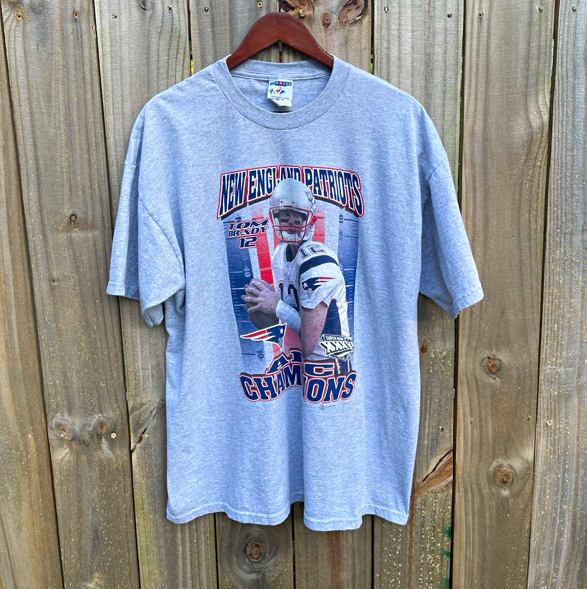 Vintage 2002 Tom Brady Patriots Super Bowl XXXVI Champions T Shirt NFL XL