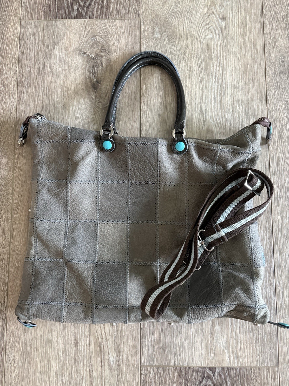 GABS Italy G43 Convertible Genuine Leather Tote Bag Large Purse Crossbody strap
