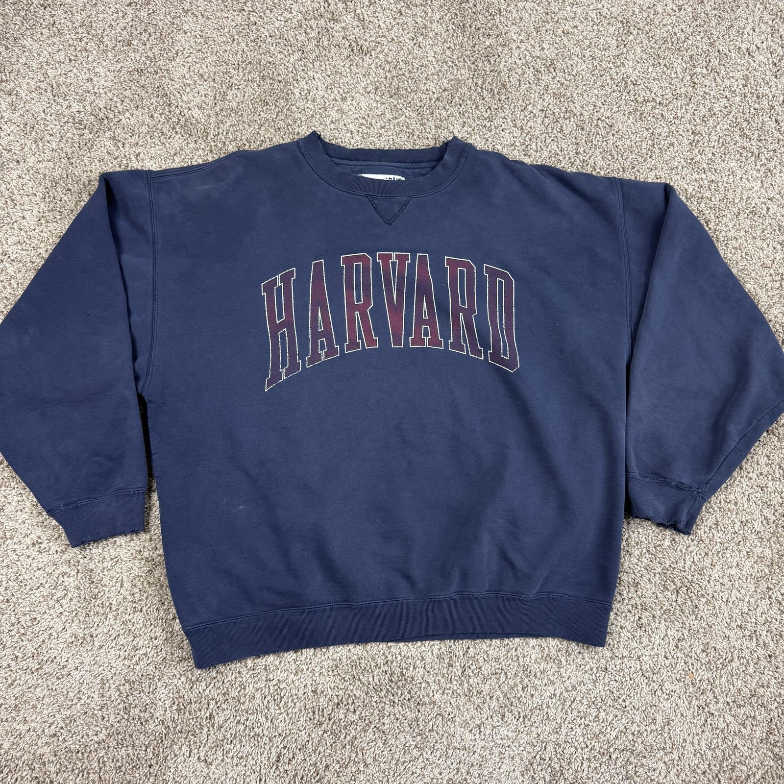 Vintage Harvard Crimson Sweatshirt Adult XL Blue Distressed 90s Made USA