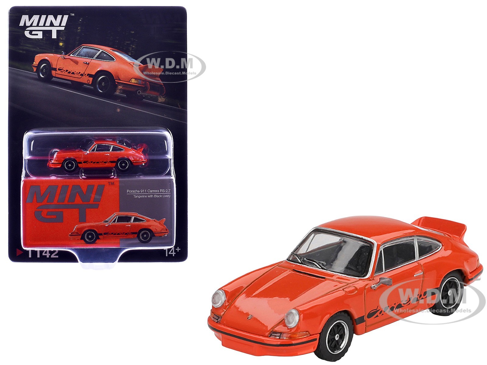 PORSCHE 911 CARRERA RS 2.7 TANGERINE 1/64 DIECAST MODEL CAR BY MINI GT MGT01142