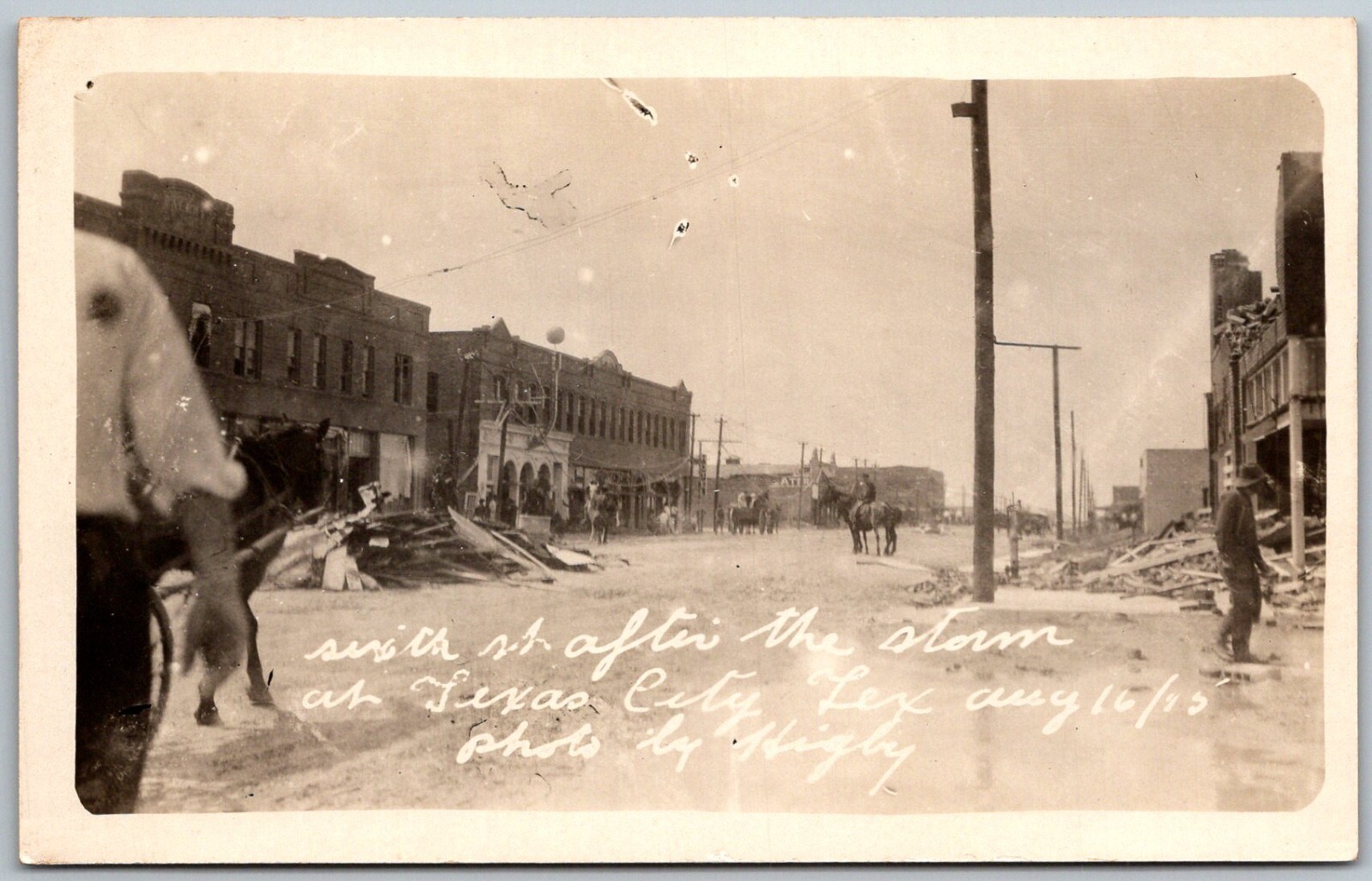 Texas City Texas Galveston 1915 RPPC Real Photo Postcard Sixth Street Damage