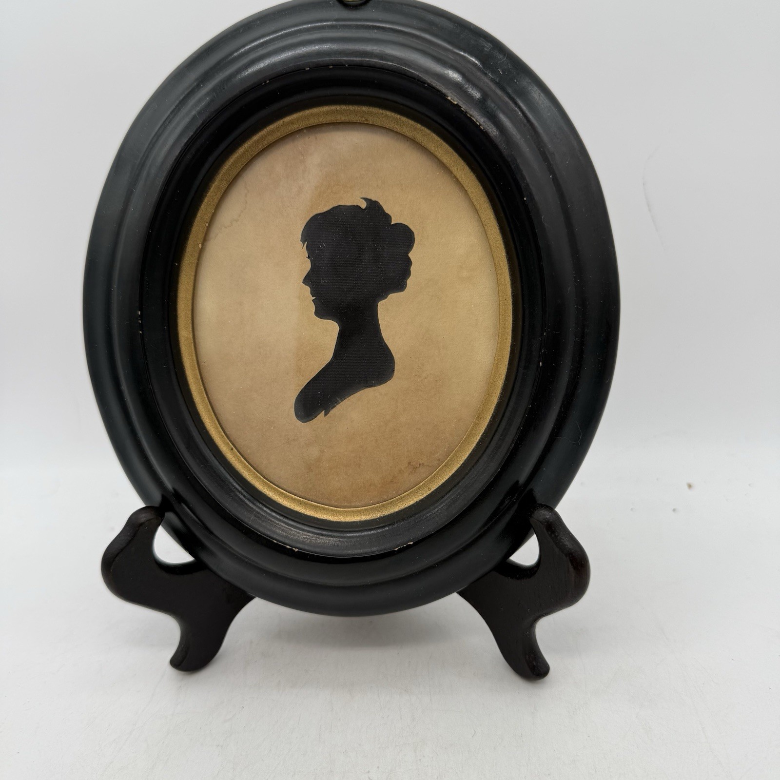 Vintage Framed Silhouette / Paper Cut Picture Women Gold Lined Wood Frame Vintage Framed Silhouette / Paper Cut Picture Women Gold Lined Wood Frame