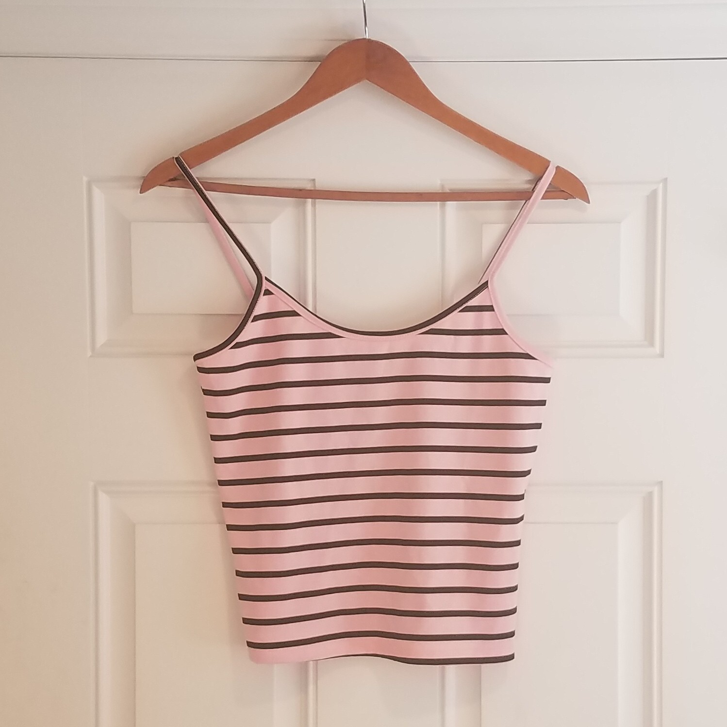 S.O. R.A.D.  Tank Top Striped Pink size Large cropped H-15