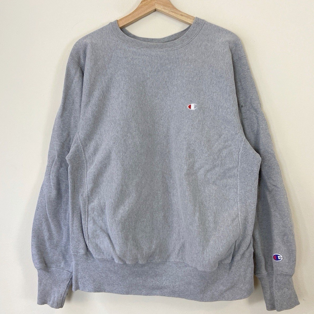 Vintage 80\'s Champion Reverse Weave Grey Sweatshirt - Large