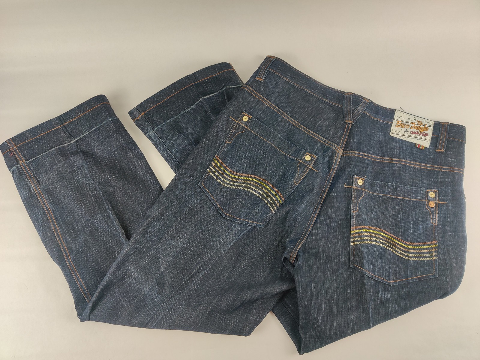 VTG 5ive Jungle Co Jeans - Mens 38x32 - Embroidered Baggy Y2K Hip Hop Skater