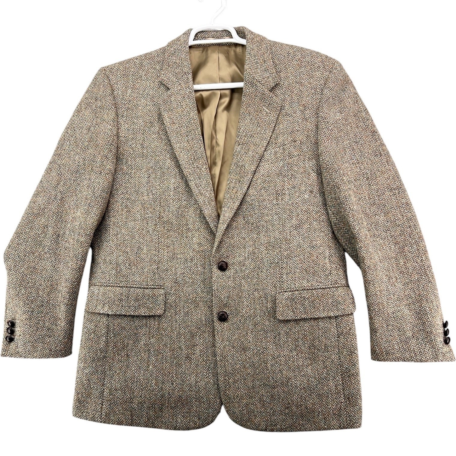 Barva Harris Tweed Blazer Mens 40R Brown Wool Herringbone Sport Coat Jacket