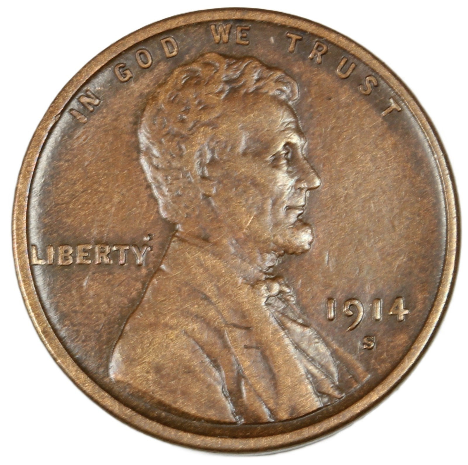 1914-S 1C BN Lincoln Cent- Choice VF++ - SMH- 2504