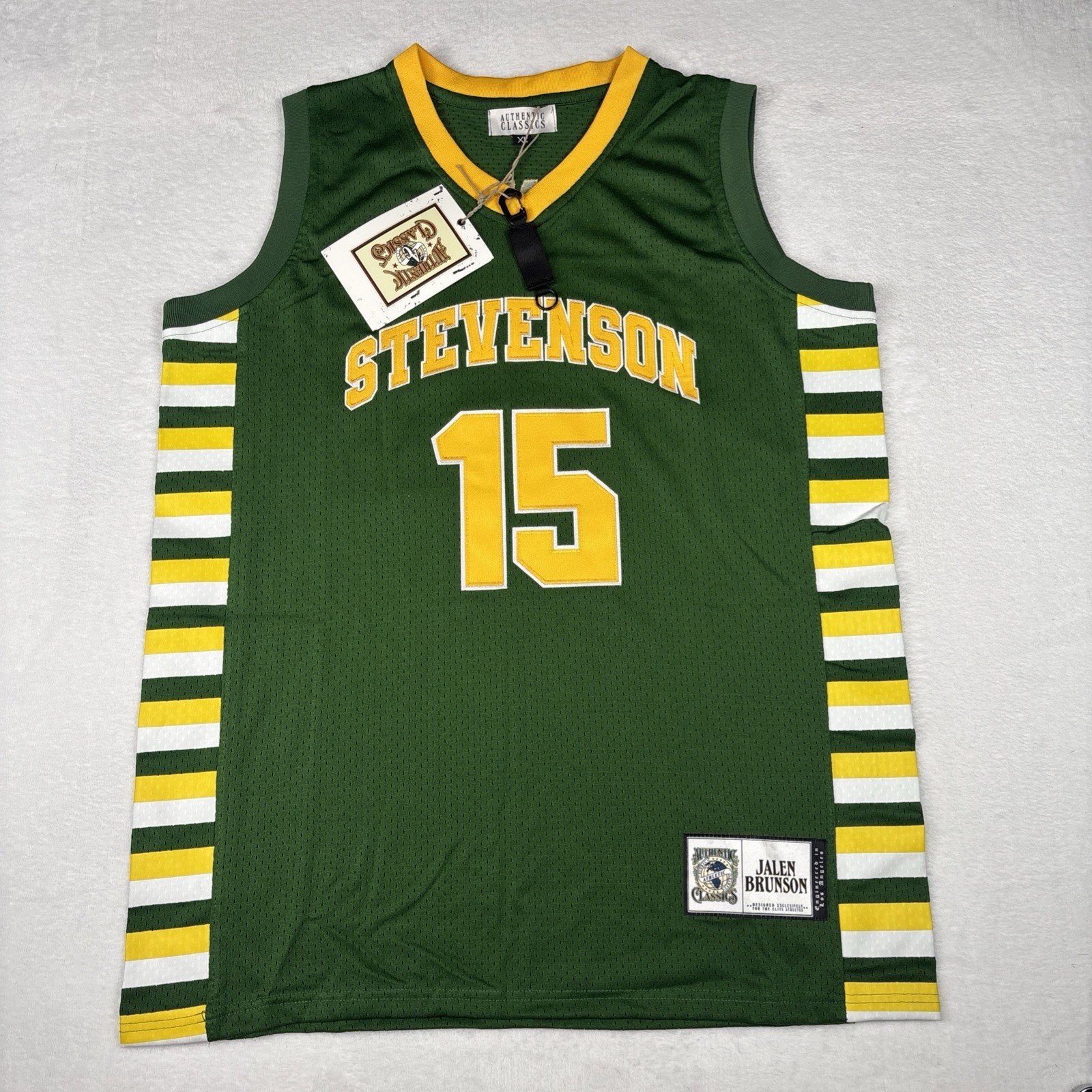 Jalen Brunson Headgear Classics #15 Stevenson H.S. Basketball Jersey Men\'s XL
