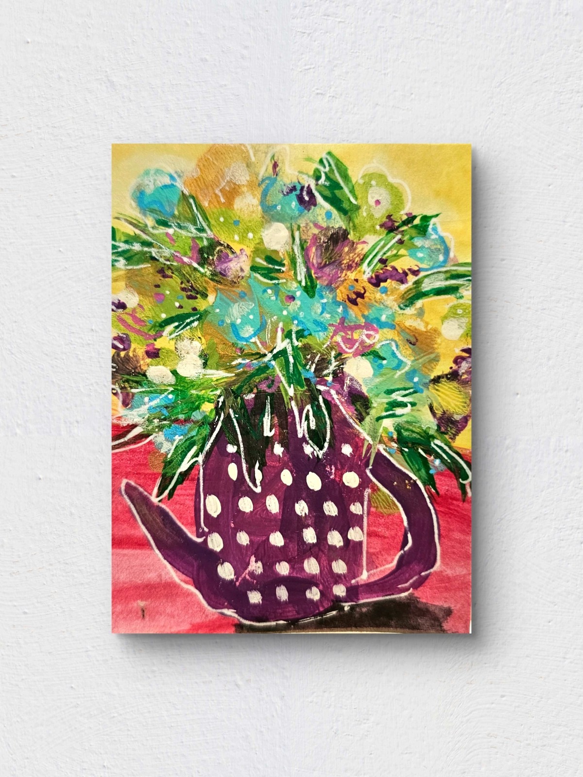 Waste Not Want Not No. 001 Polka Dot Bouquet ACEO Original Floral Painting