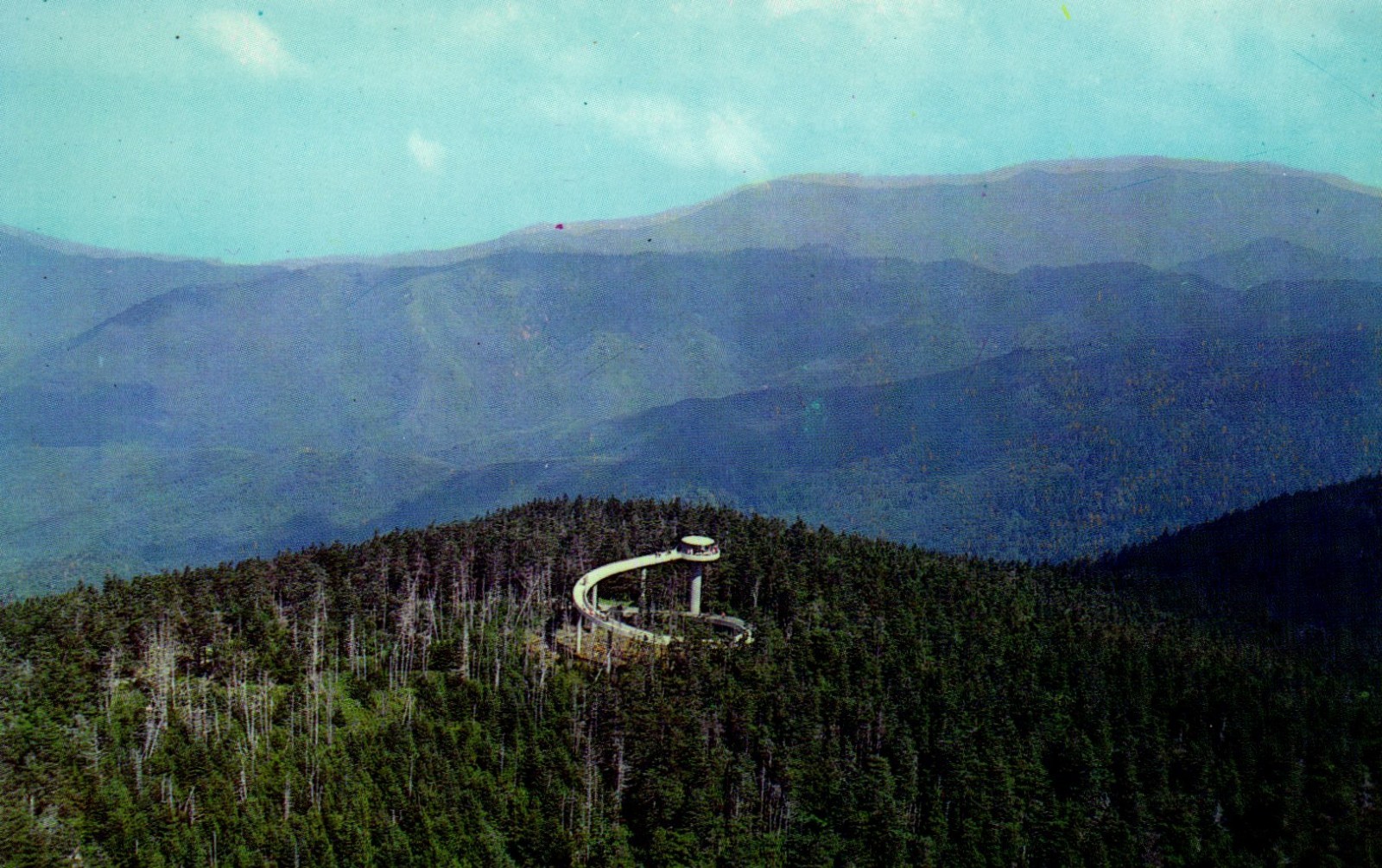 Air View Of Clingmans Dome Observation Tower North Carolina Postcard Air View Of Clingmans Dome Observation Tower North Carolina Postcard