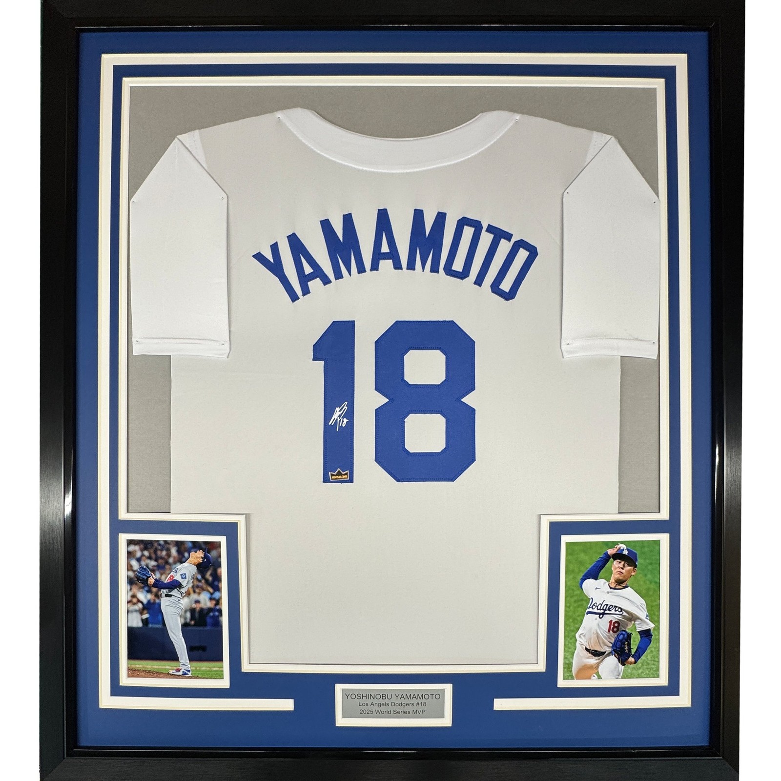 Framed Facsimile Autographed Yoshinobu Yamamoto 35x39 LA White Jersey