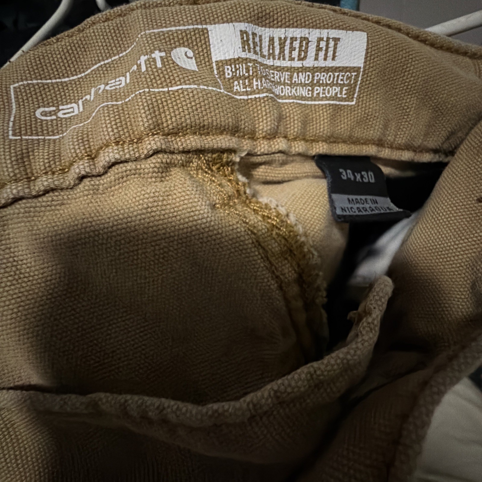 Carhartt Mens BN2517-M Rugged Flex Relaxed Fit Canvas Work Pants Brown 34x30