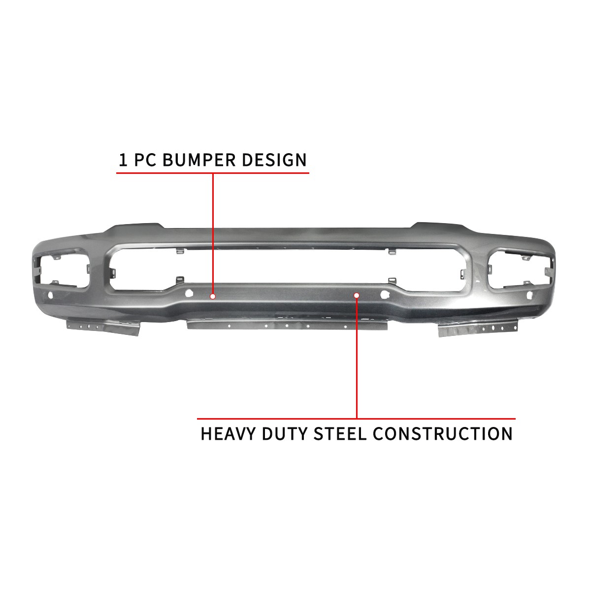 Iconic Silver Front Bumper For 2023-25 Ford F250 F350 Lariat King Ranch Platinum