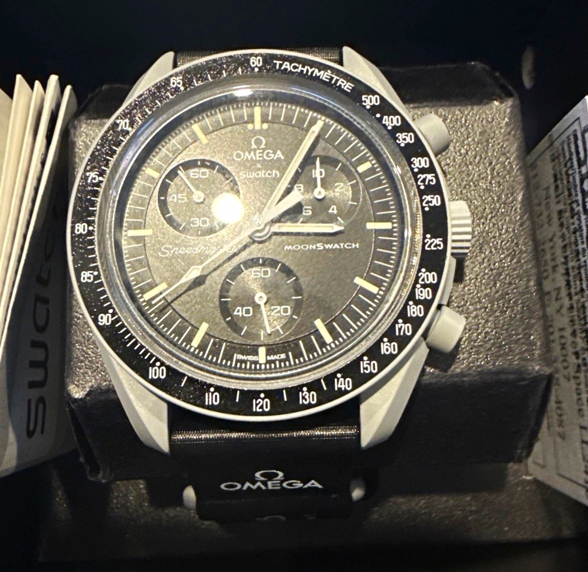 OMEGA x Swatch MoonSwatch Chronograph Tachymeter Quartz 42mm Black Strap OMEGA x Swatch MoonSwatch Chronograph Tachymeter Quartz 42mm Black Strap