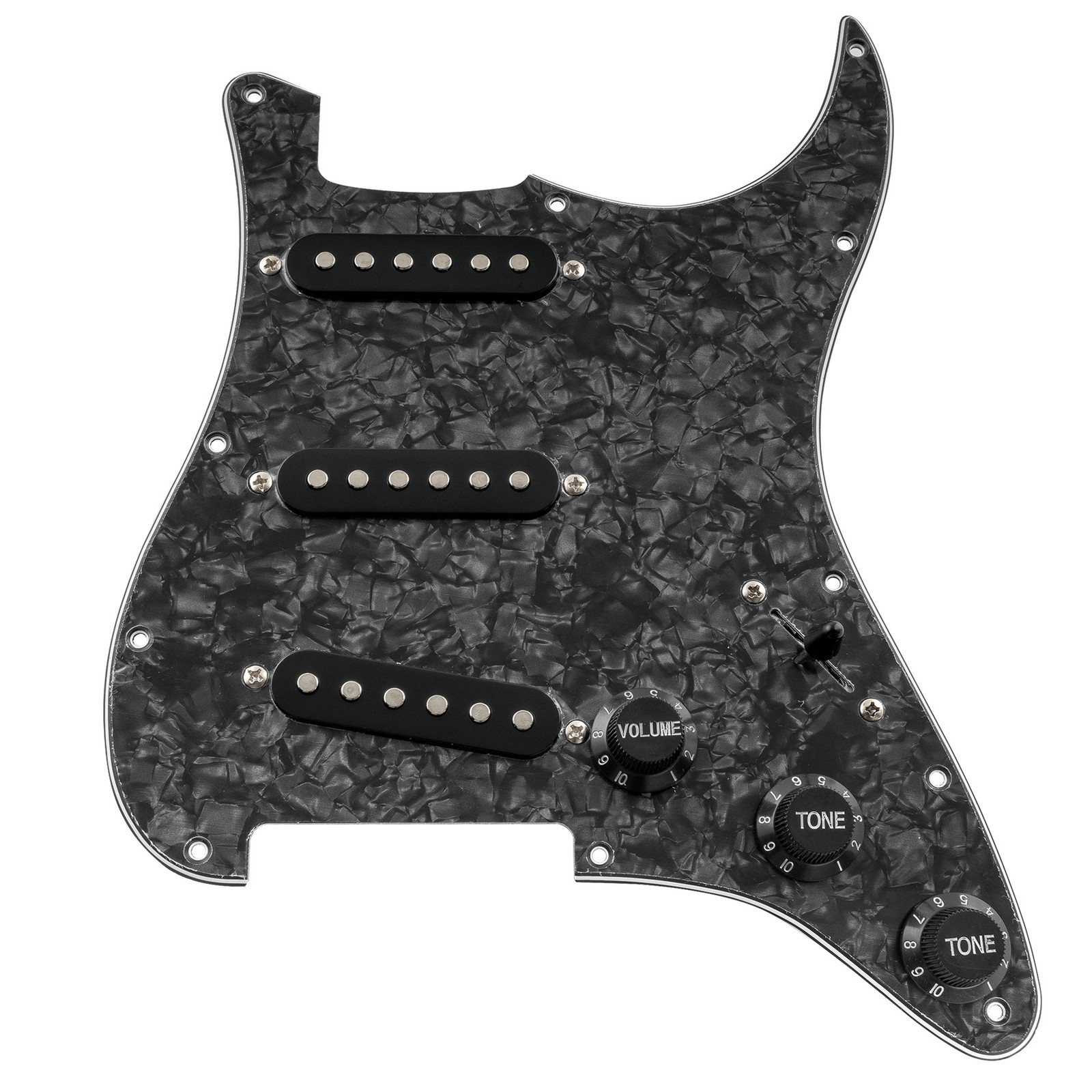 Musiclily Black Pearl 4Ply SSS Prewired Pickguard For Fender Squier Strat Guitar