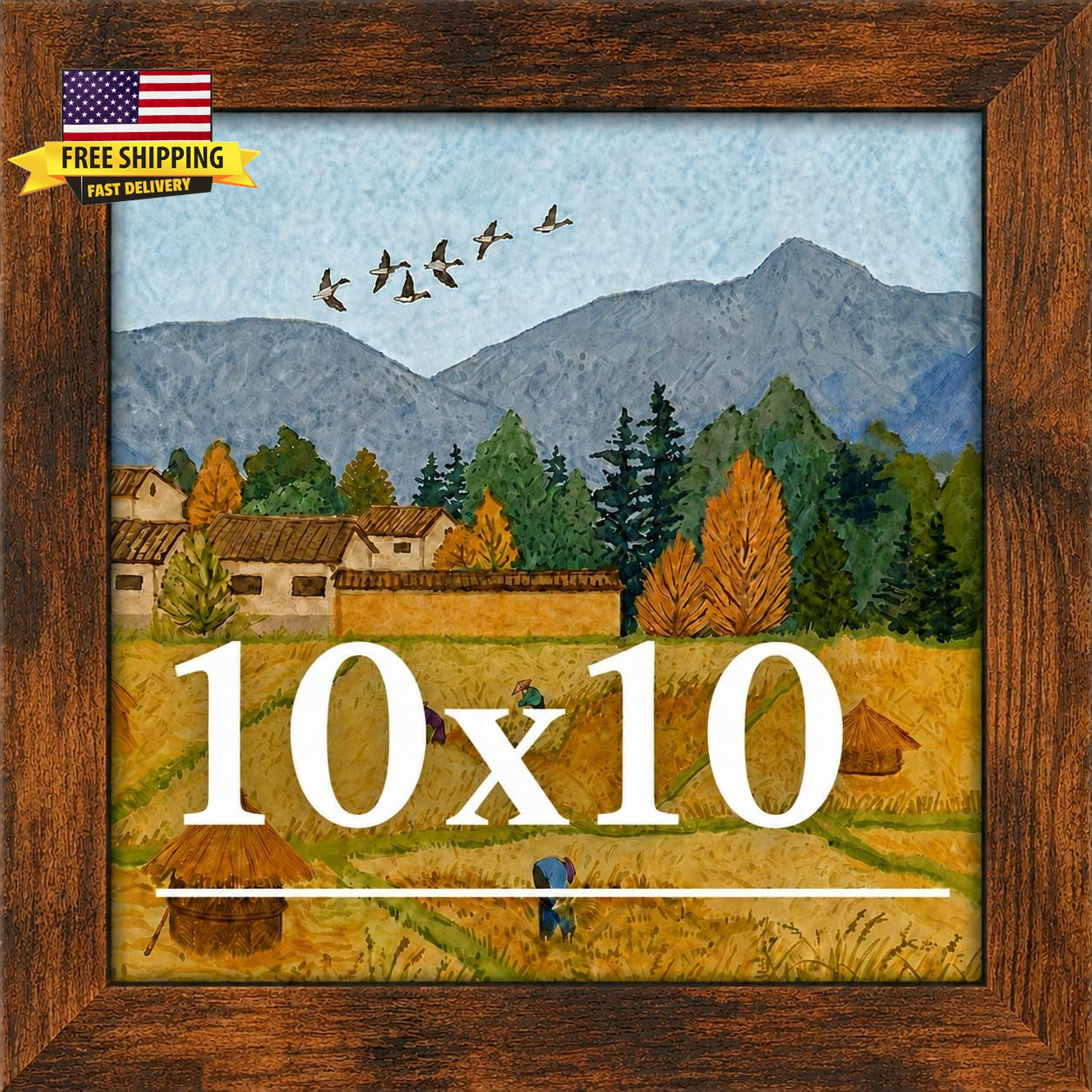 10X10 Picture Frame for Wall Display, 10X10 Brown Picture Frame with Shatter Res
