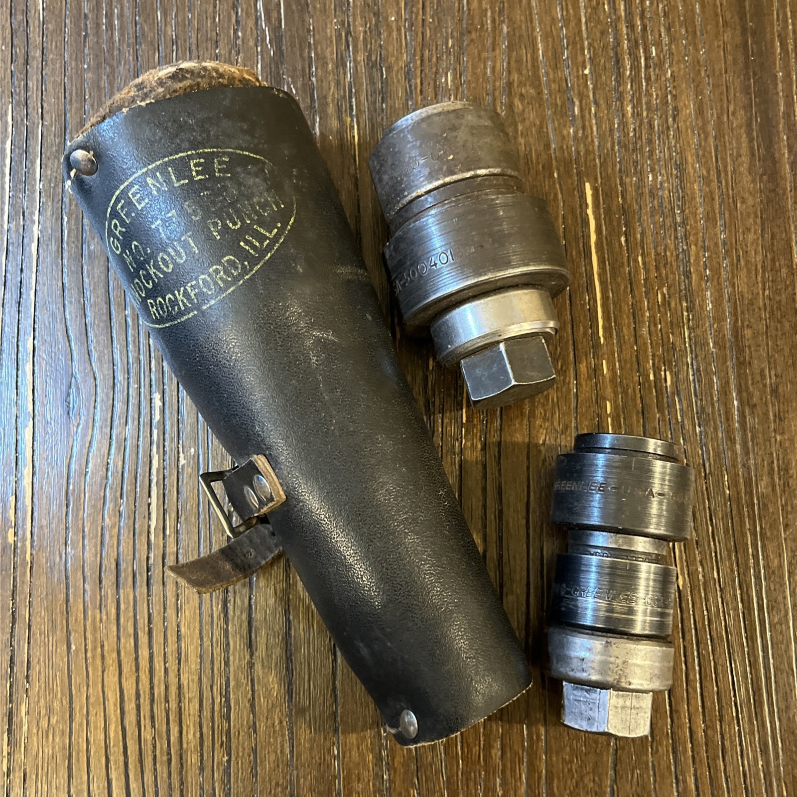 Vtg Greenlee No 735 Knockout Punch Set USA w/ Leather Case Pouch Tool Set Vtg Greenlee No 735 Knockout Punch Set USA w/ Leather Case Pouch Tool Set