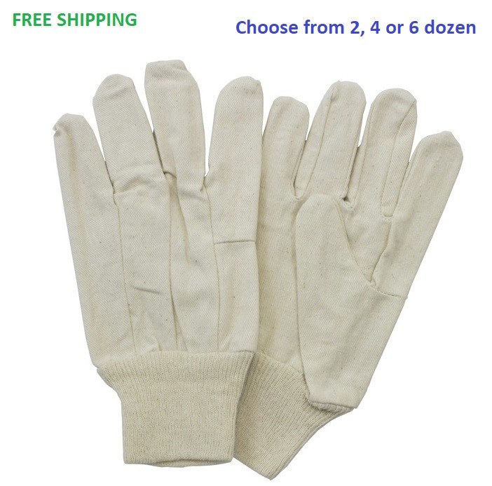Cotton Canvas Gloves Knit Wrist Clute Cut Rugged Working All Purpose Glove Large