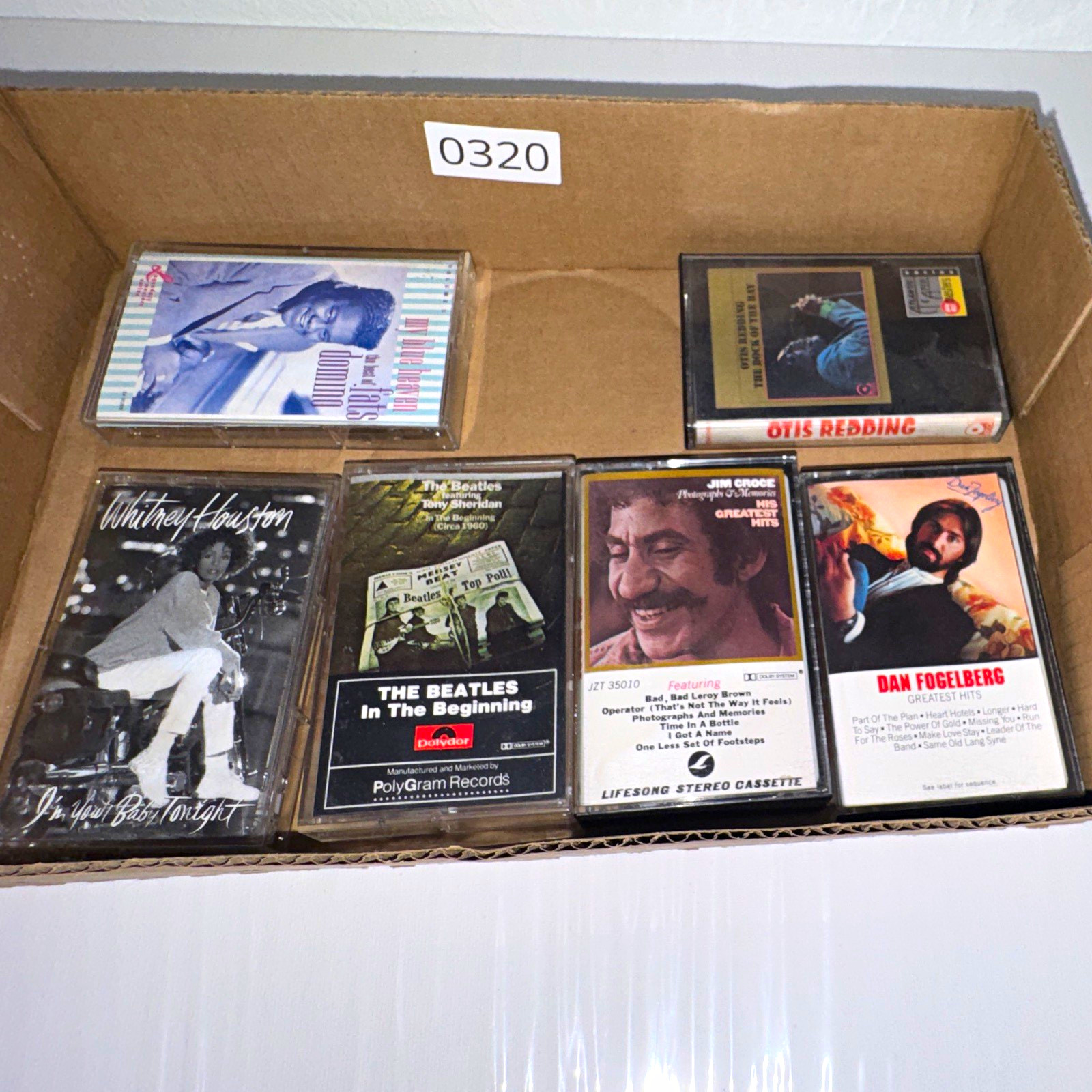 Lot of 5 Cassette Tapes - Fats Domino Whitney Houston Beatles Croce Fogelberg