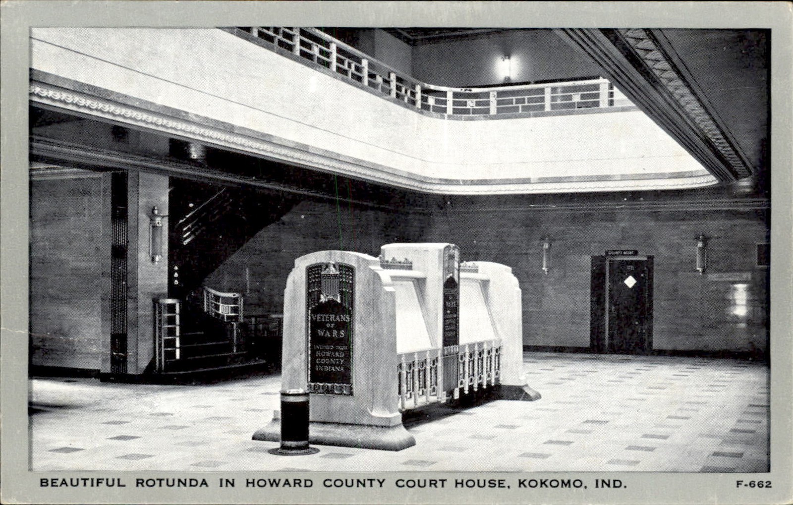 Kokomo IN Court House Rotunda c1940s-50s Vintage Postcard Kokomo IN Court House Rotunda c1940s-50s Vintage Postcard