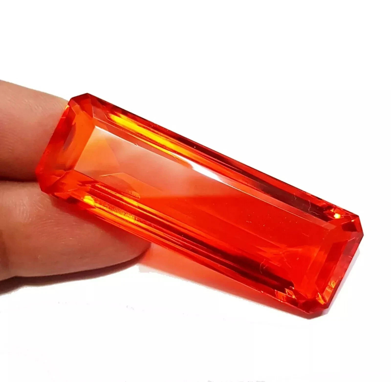 Natural 95.40 Ct Brazilian Orange Topaz Baguette Shape Certified Loose Gemstone
