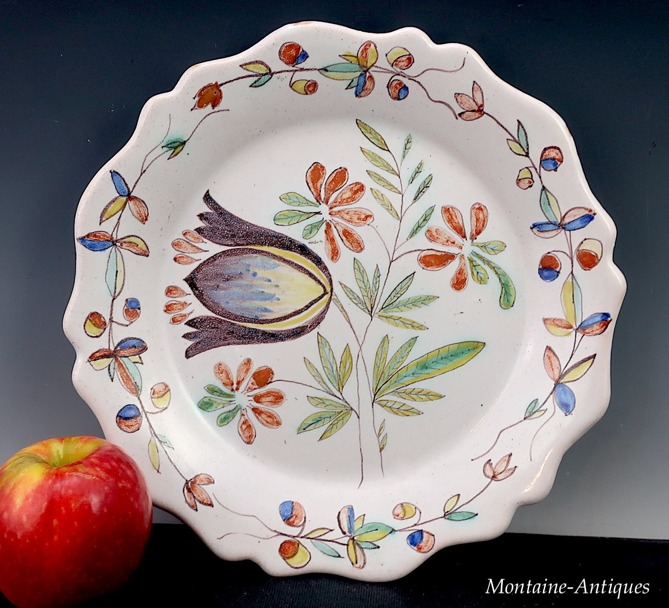 Antique Delft/Faience Tulip Plate circa 19th century