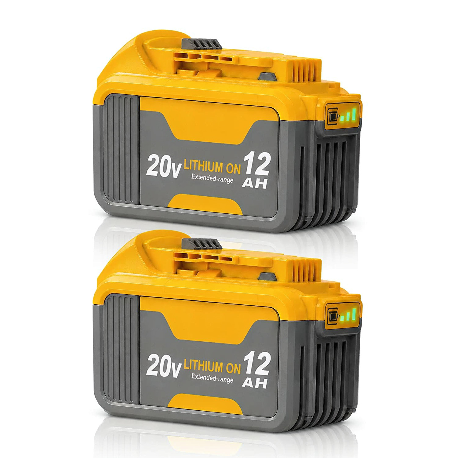 12Ah 20V 2-PACK Lithium-Ion Compat. for DeWalt DCB209 DCB200 Power Tools Battery