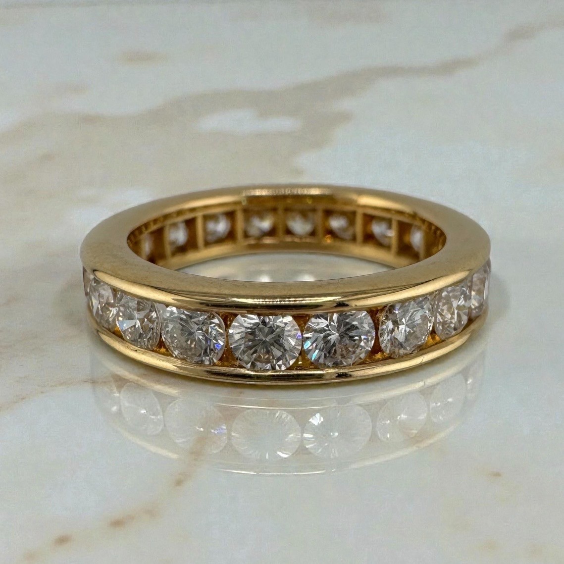Vintage 14K Yellow Gold Diamond Channel Set Eternity Band 1.40 CTW Size 3.5 Vintage 14K Yellow Gold Diamond Channel Set Eternity Band 1.40 CTW Size 3.5