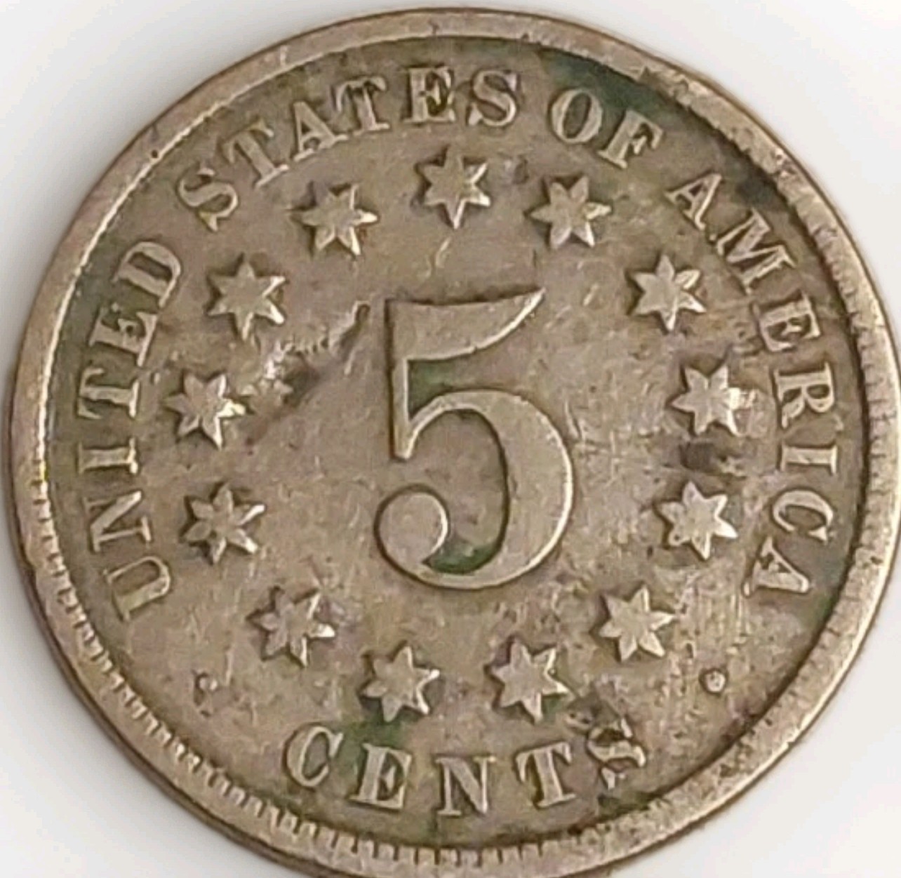 1872 5C Shield Nickel US Circulated Coin Clear Date Star Rev Free Post Tracking 