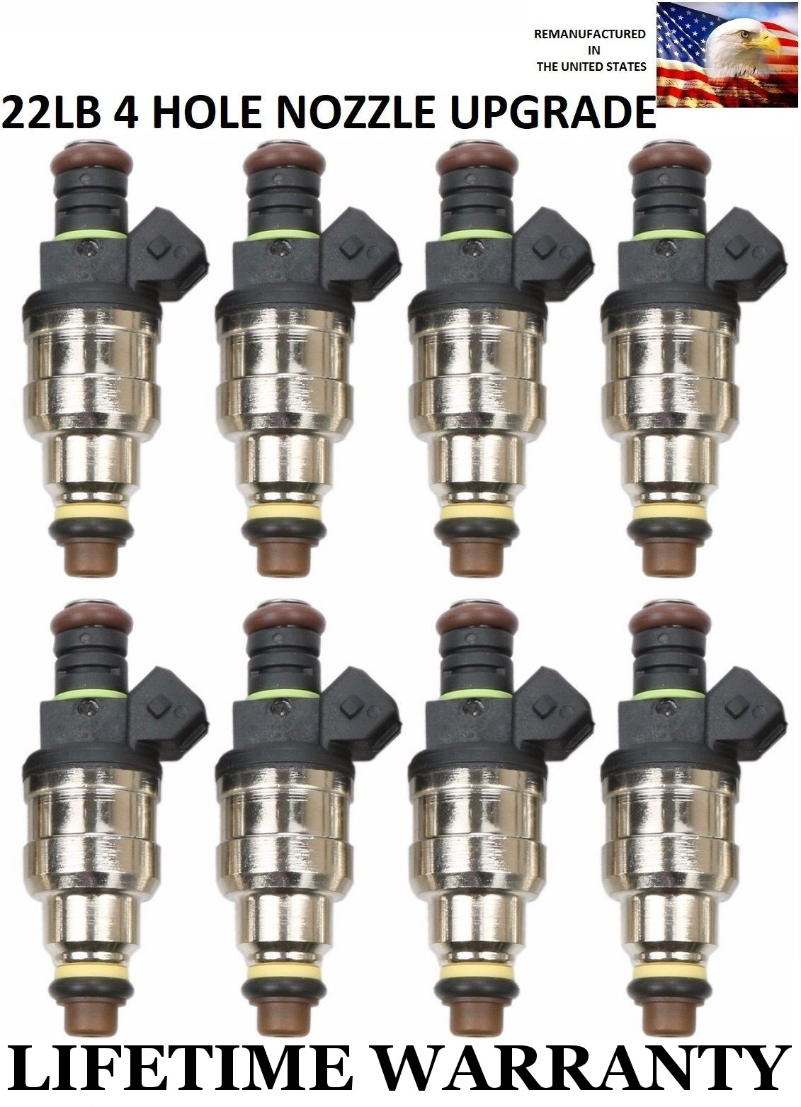 22LB 4 Hole Upgraded Bosch 8X Fuel Injectors for Corvette Camaro 5.0L 5.7L