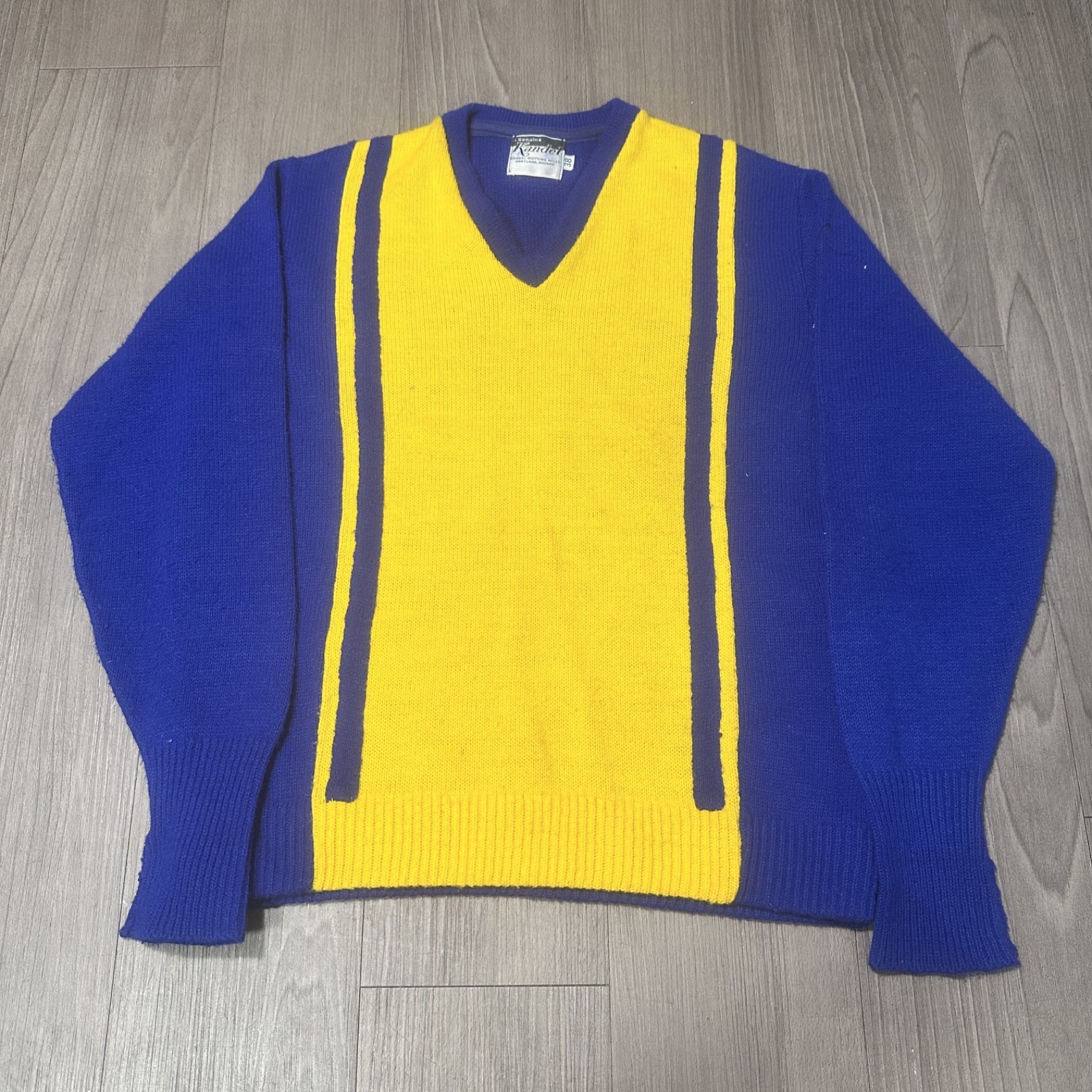 Vintage 60s 70s Kandel Knitting Mill varsity pullover Sweater v-neck size 38 (L) Vintage 60s 70s Kandel Knitting Mill varsity pullover Sweater v-neck size 38 (L)