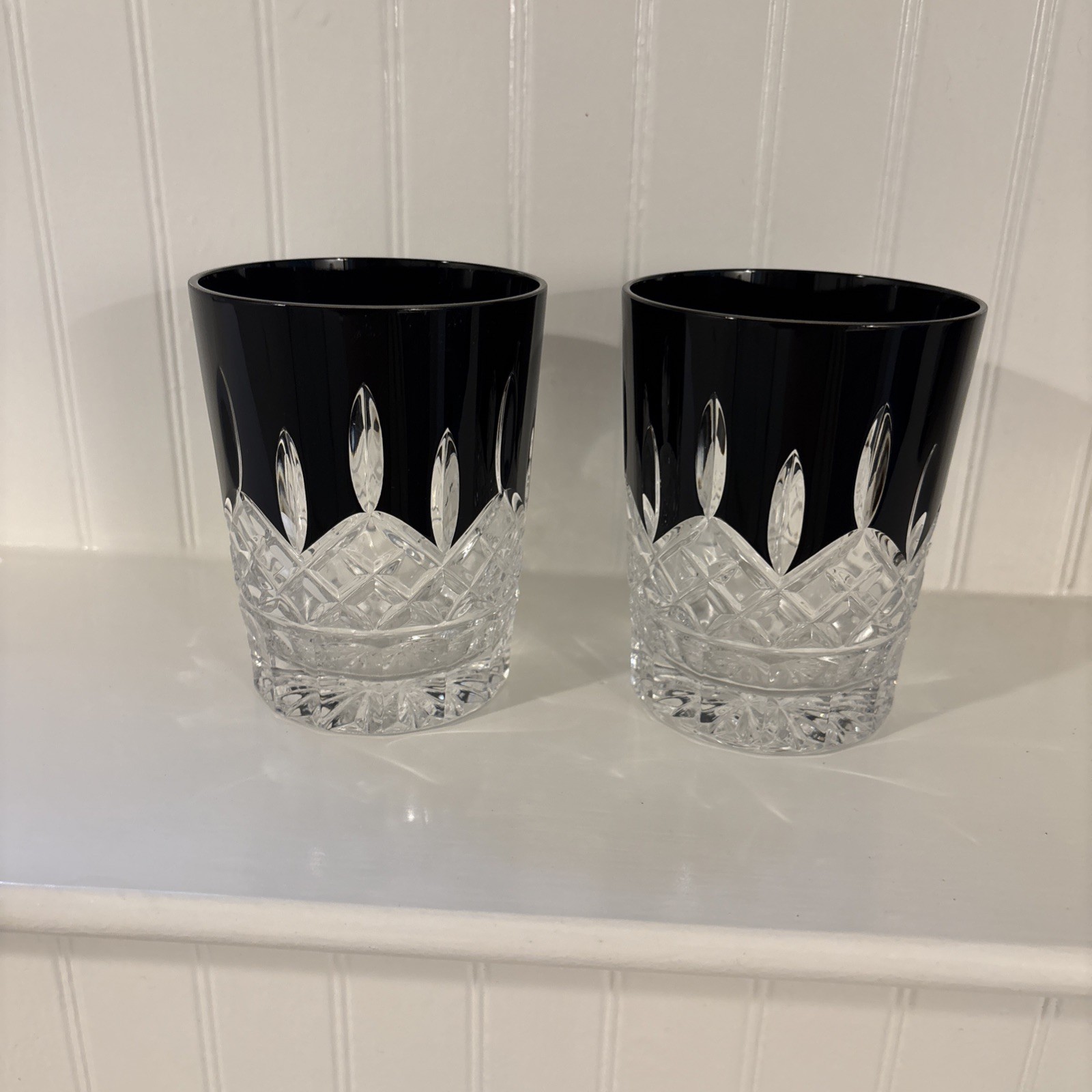 Waterford Lismore Black Crystal Double Old Fashioned, 10oz, Set of 2, pre-owned