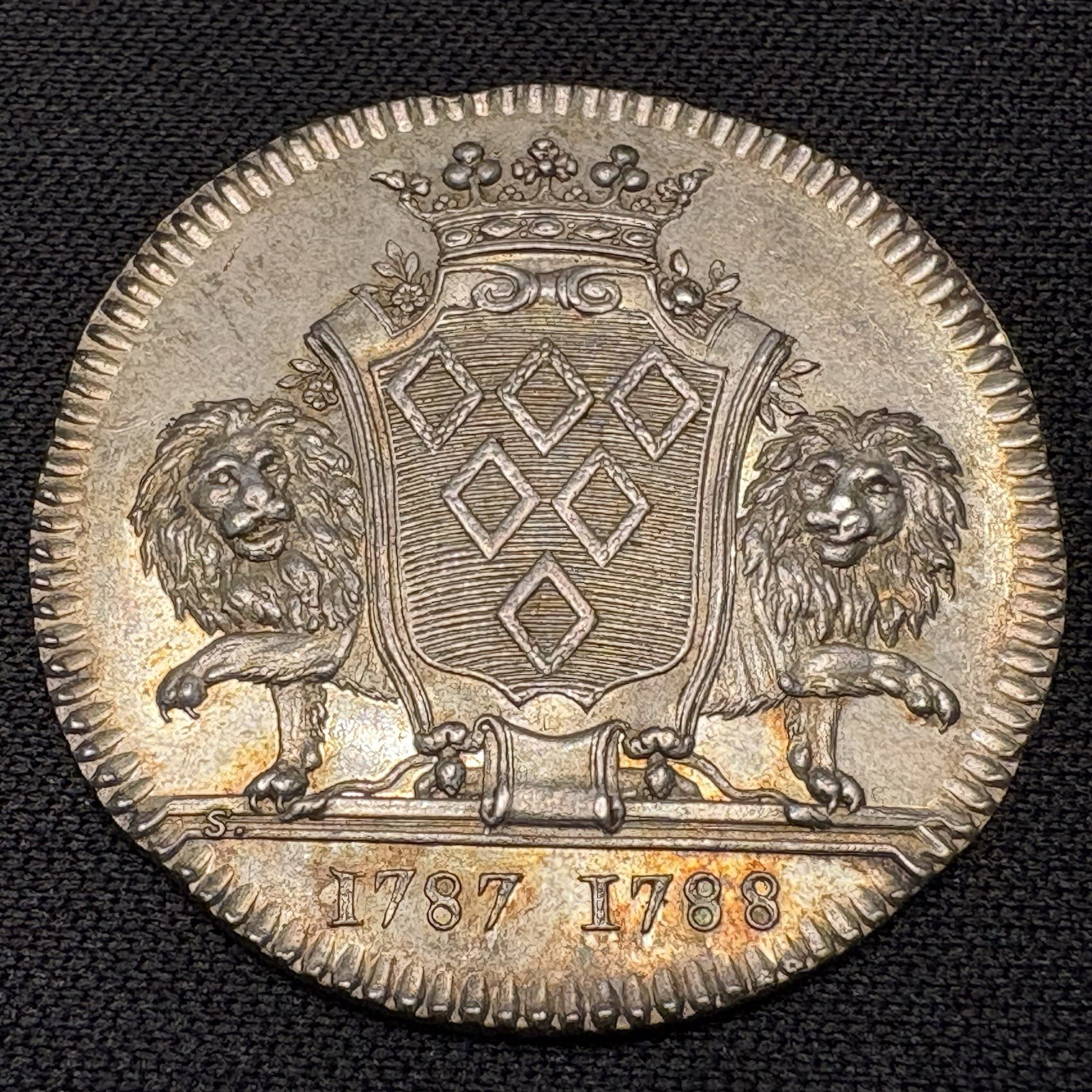 1787-1788 France Nantes Silver Jeton Token Mayor Richard de la Pervanchere 1700s