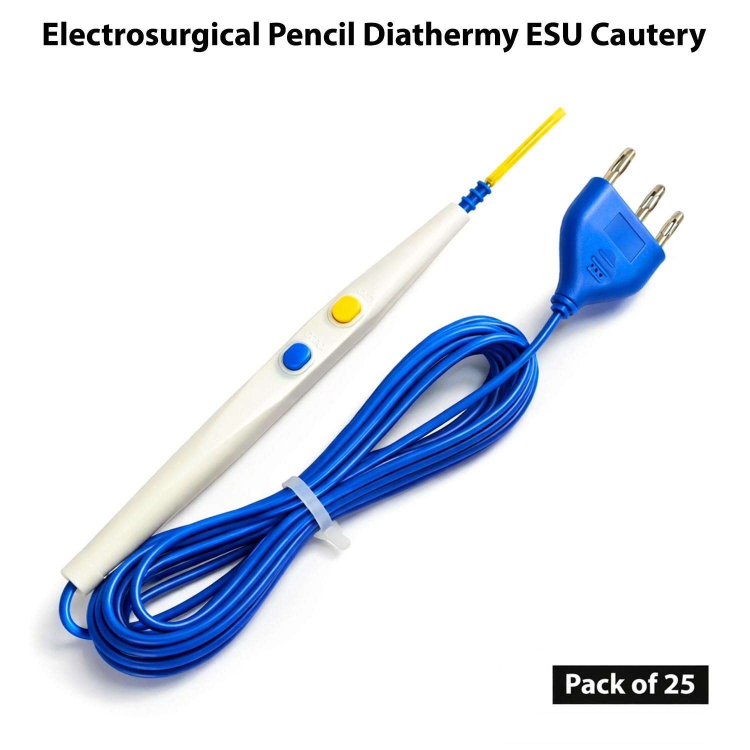 Diathermy ESU Cautery Electrosurgical Pencil with Blade Electrode Pack of 25 Pcs