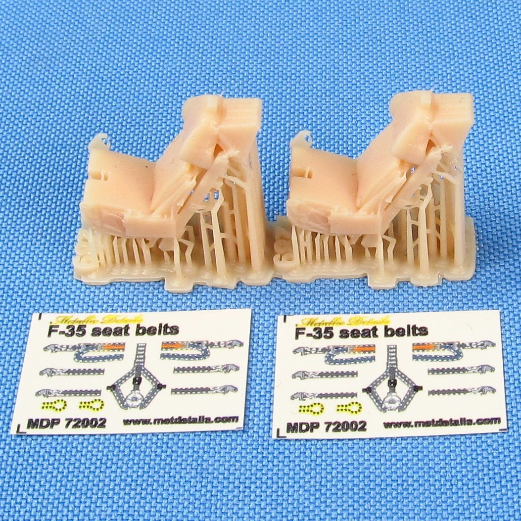 1/72 F-35A Ejection Seats with Colored Seat Belts 2 pcs 3D-Printed Set MDR7289