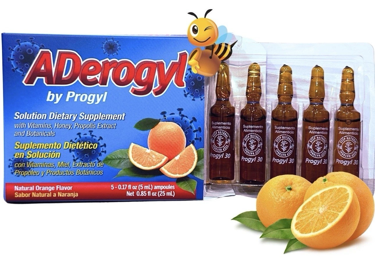 Aderogyl Solution Dietary Supplement with Vitamins, Honey, Propolis 5 per pack