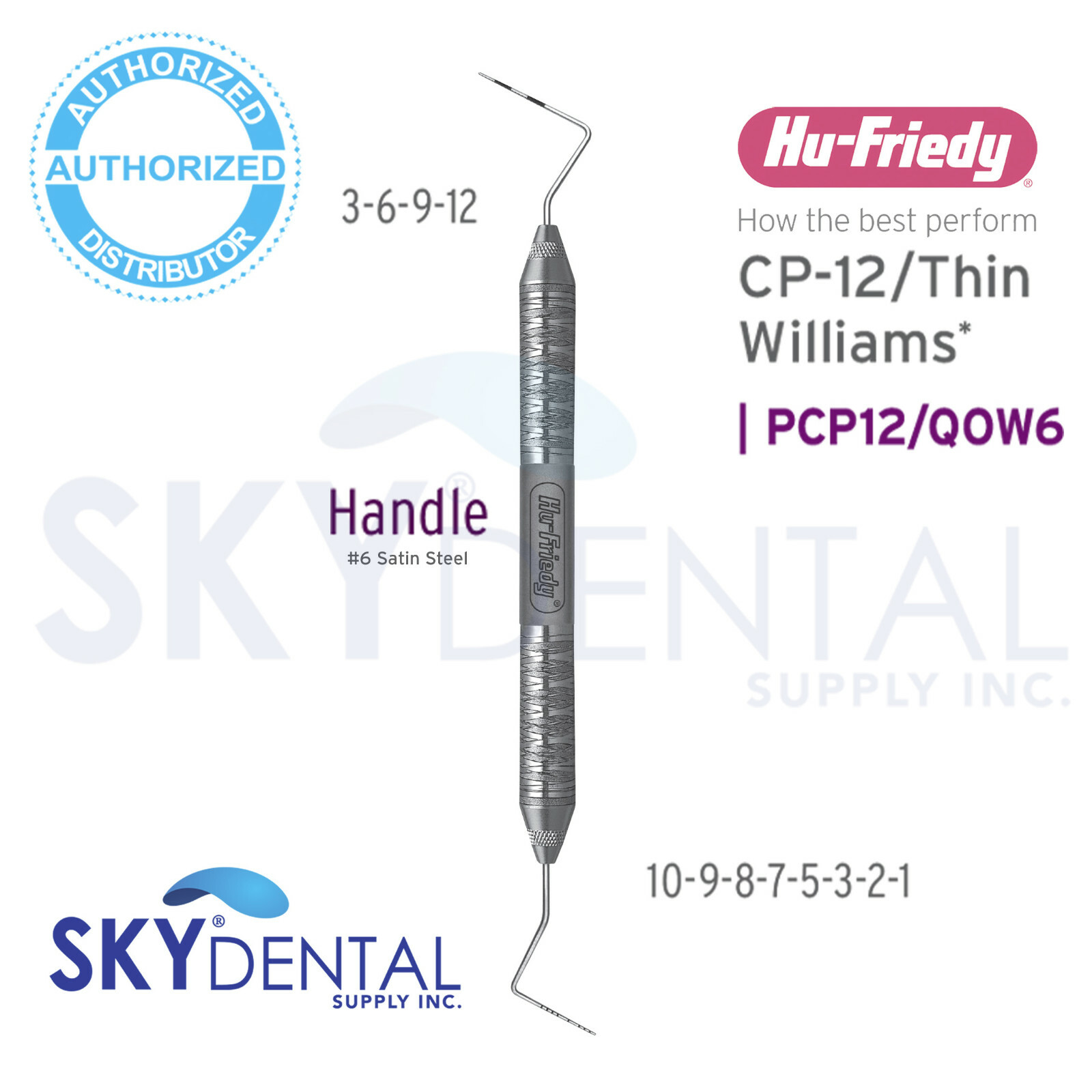 Hu-Friedy CP-12/Thin Williams Color-Coded Probe - PCP12/QOW6