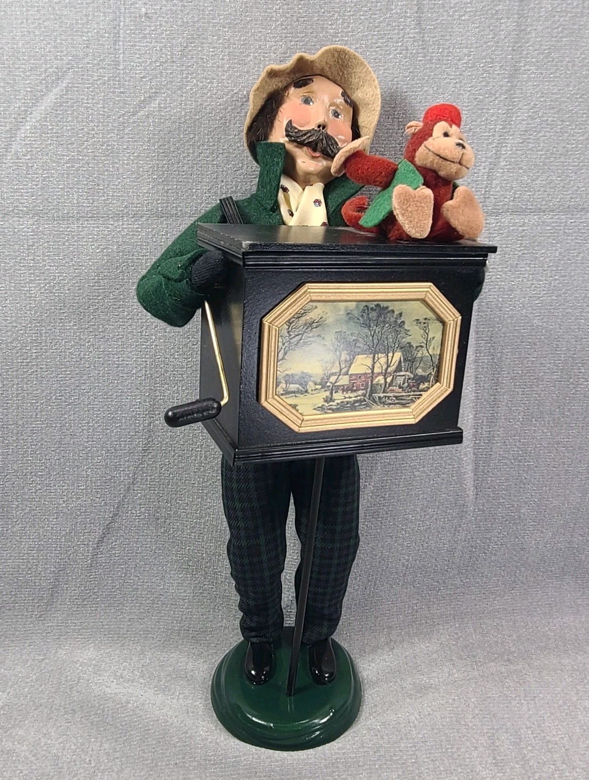 Byers\' Choice Carolers Hand Crank Organ Grinder Man With Monkey And Tin Cup 2000
