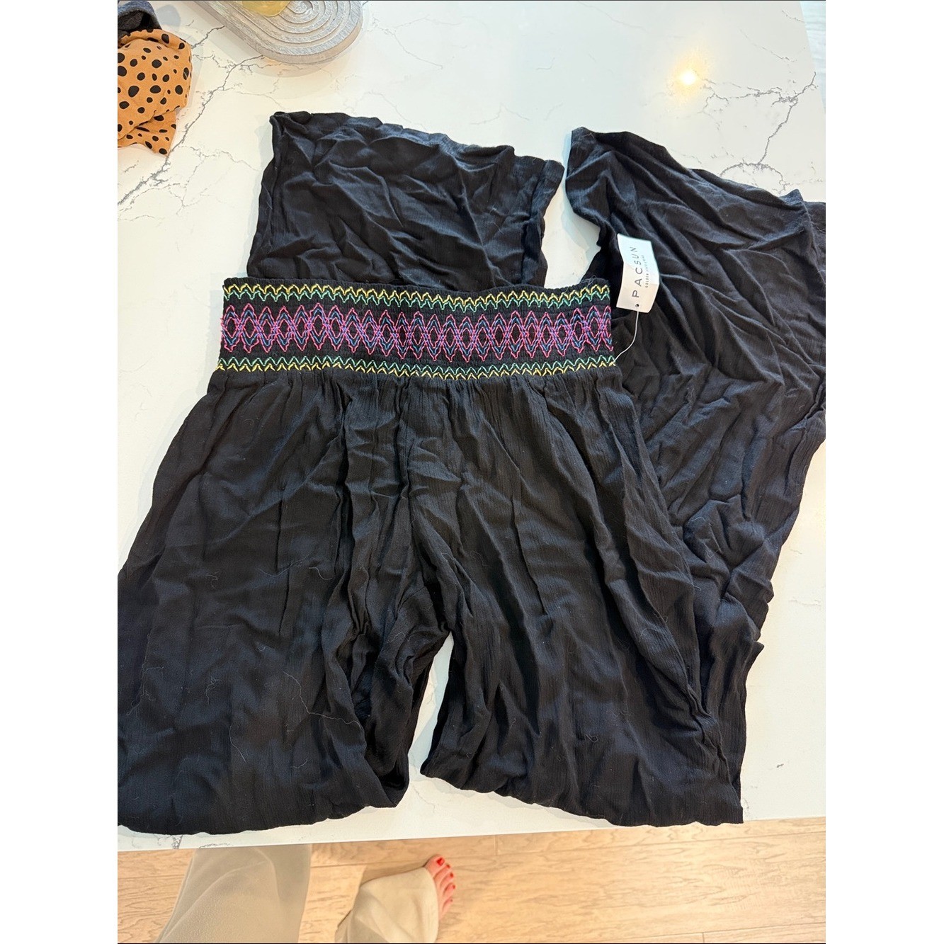PacSun Black Embroidered Waist Casual Pants PacSun Black Embroidered Waist Casual Pants