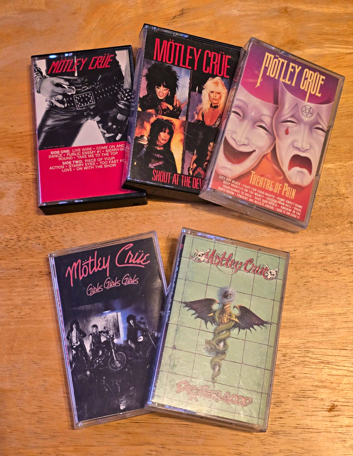 Vintage Motley Crue Cassette Lot- 5 Albums 82\', 83\', 85\', 87\', 89\'